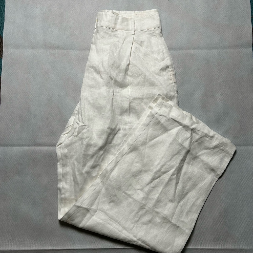AEXAE wide leg white linen pants NWT size large